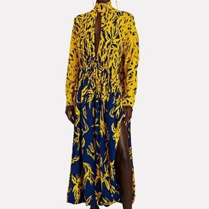 Proenza Schouler Degrade Yellow Floral Long Sleeve Dress